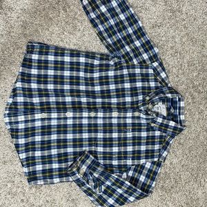 Blue and yellow plaid button down